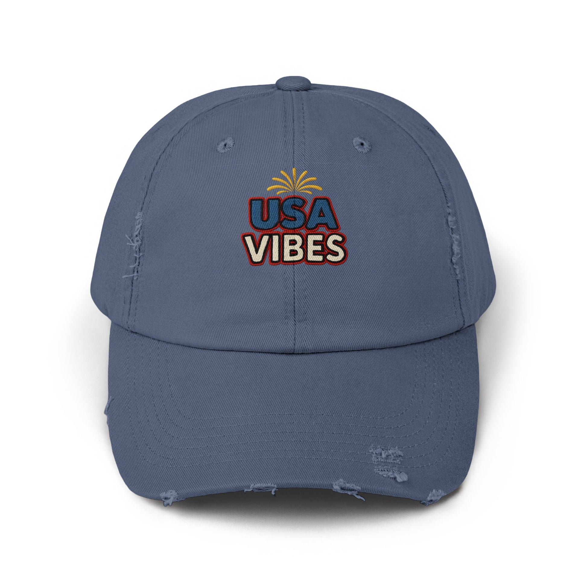 USA Vibes Distressed Look Embroidered Baseball Cap product