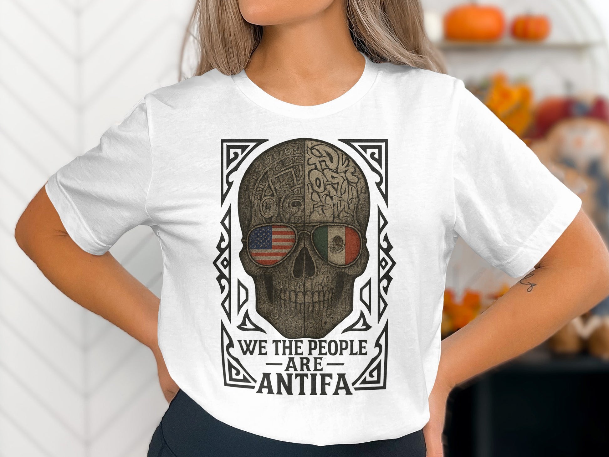 We The People Are Antifa Skull Graphic T-Shirt