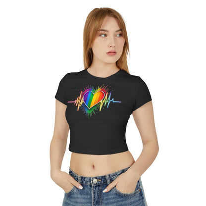 Pride baby tee Pride Heart Women's Baby Tee - Colorful Pulse Design for LGBTQ+ Celebration