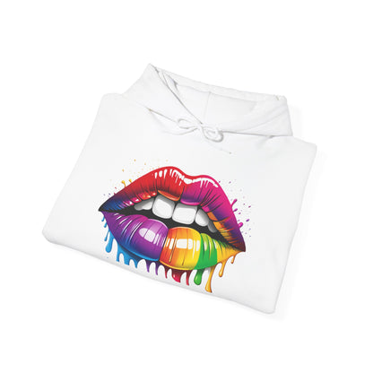 Pride hoodie Rainbow Dripping Lips Hoodie | Unisex Sweatshirt for Pride, LGBTQ+ Events, Casual Wear, Gift Idea, Vibrant Streetwear