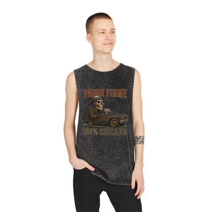 Chicano-Inspired Stonewash Tank Top, Vintage Vibe Tee, Perfect for Summer, Festival Wear, Ideal Gift for Music Lovers