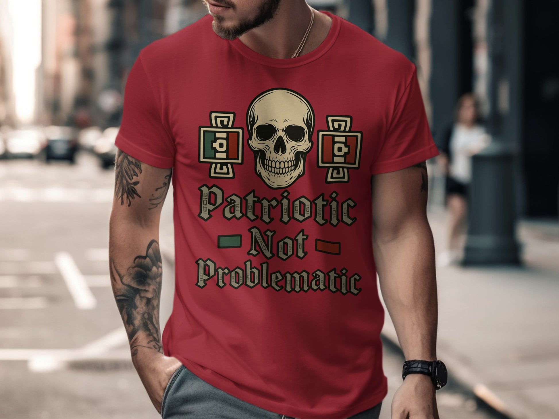 Patriotic Not Problematic Skull Graphic T-shirt Product