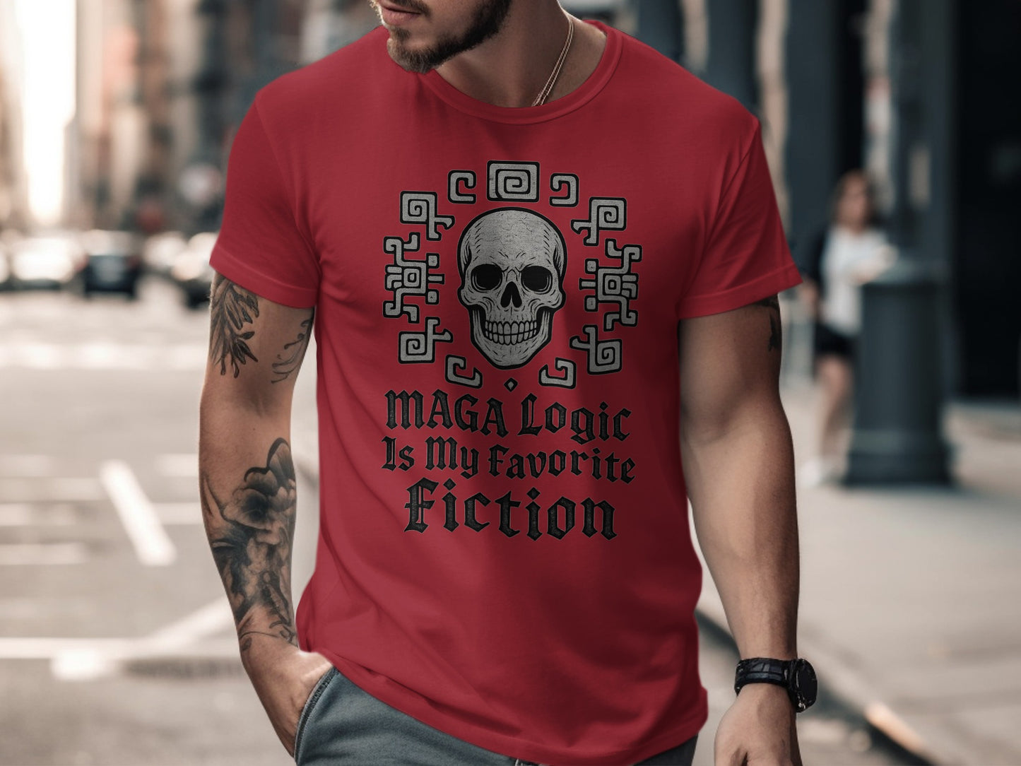 MAGA Logic Is My Favorite Fiction Skull T-Shirt