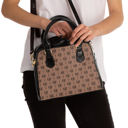 FDT Brown Purse Woke Anti Trump Liberal Purse |Monogram Grey Shoulder Handbag — Elegant Patterned Satchel Purse
