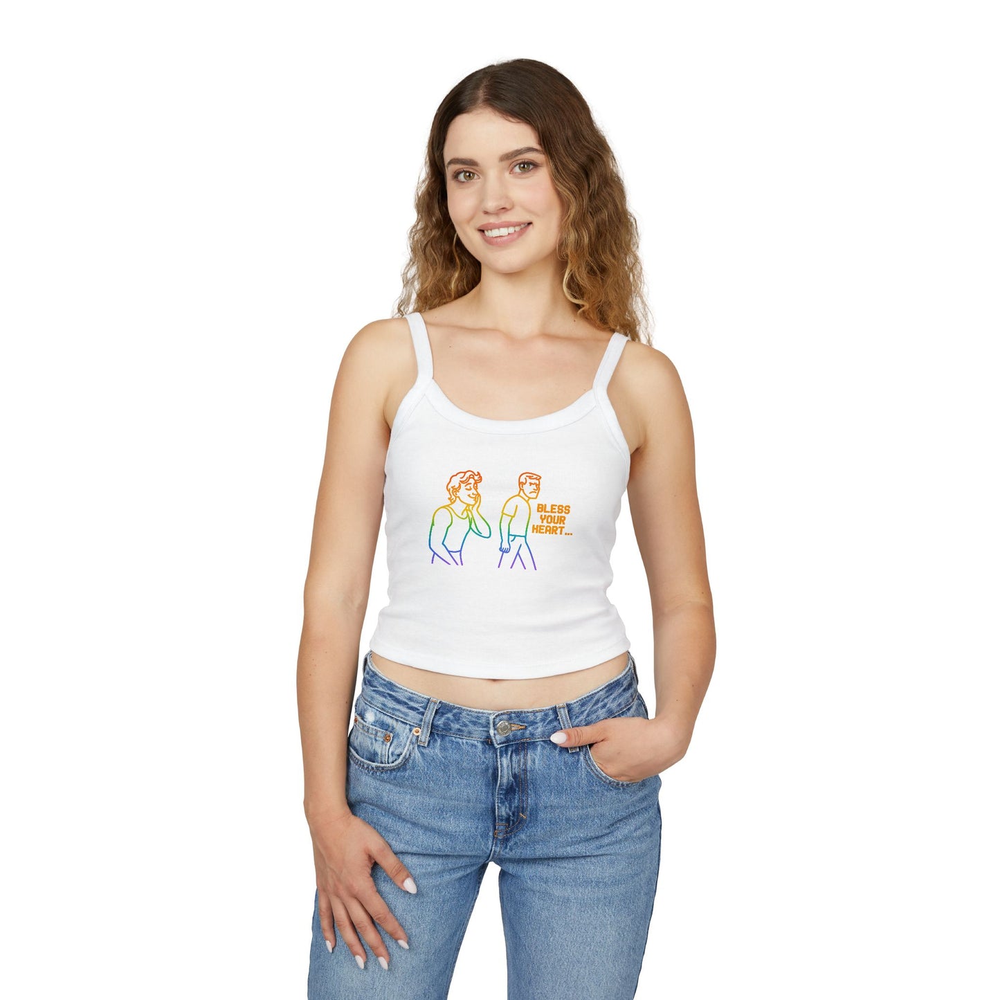 high quality pride Bless Your Heart Women's Spaghetti Strap Tank Top - Casual Summer Wear