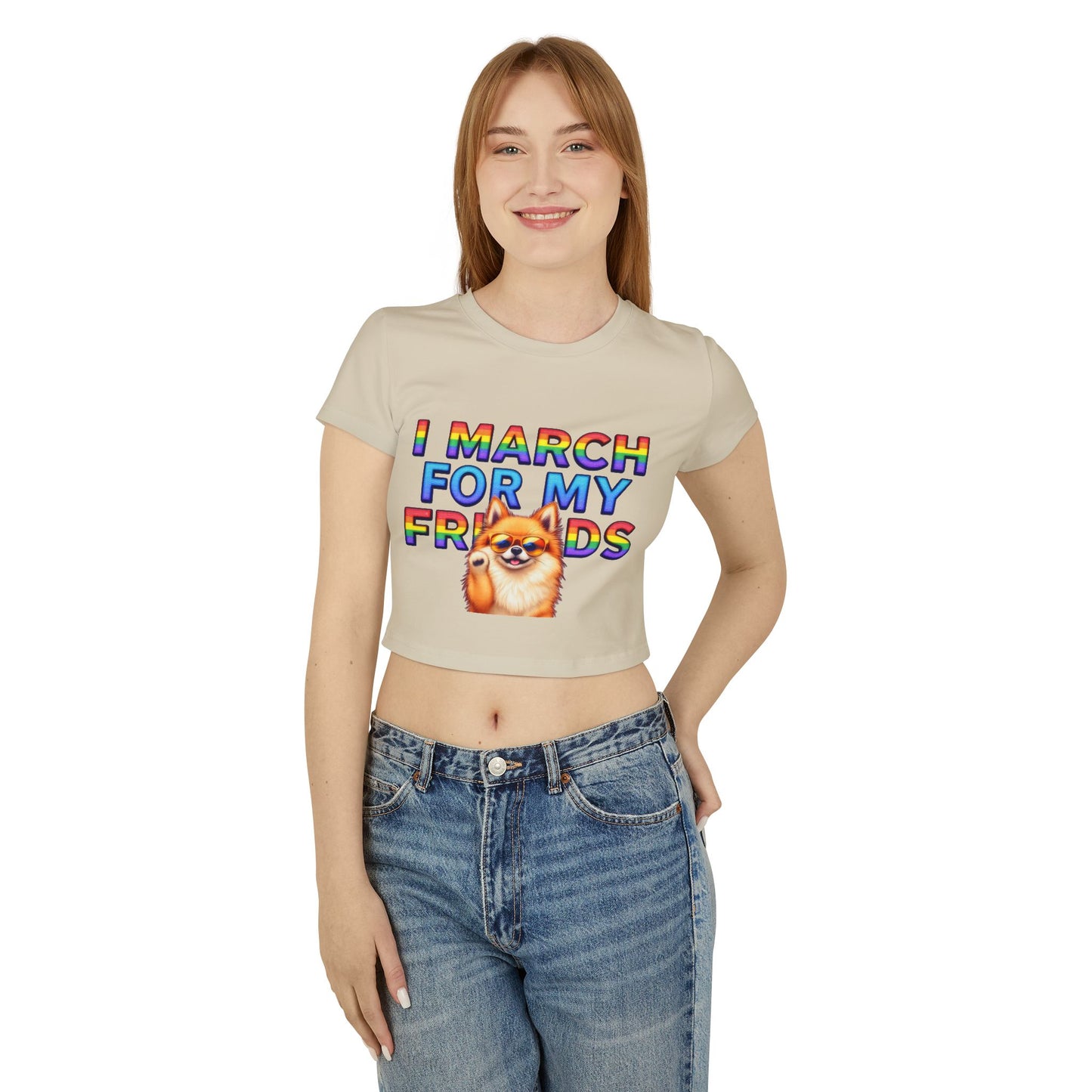 Pride Spirit Women's Baby Tee, LGBTQ+ Pride Shirt, Cute Graphic Tee, Unique Gift for Friends, Rainbow Marching T-Shirt, Fun Summer Top