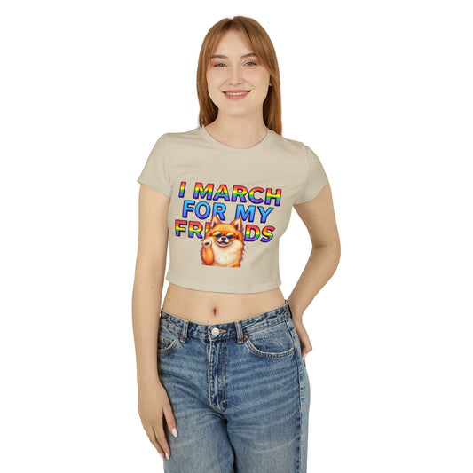 Pride Spirit Women's Baby Tee, LGBTQ+ Pride Shirt, Cute Graphic Tee, Unique Gift for Friends, Rainbow Marching T-Shirt, Fun Summer Top
