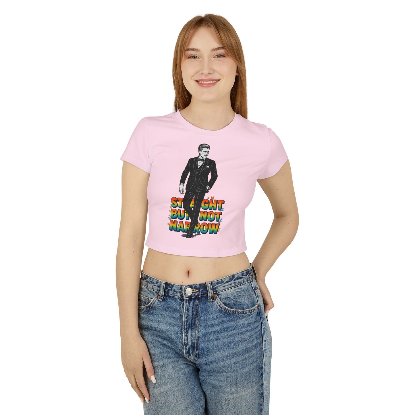Straight But Not Narrow Women's Baby Tee - Fun and Inclusive Graphic Top