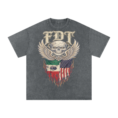 FDT Anti trump vintage style tee, great quality |Snow Washed Oversized Cotton T-Shirt