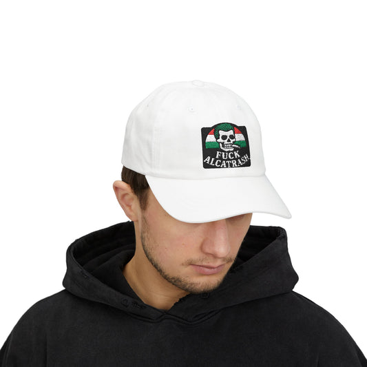 Fuck Alcatrash, FDT, Anti Trump Embroidery Hat. Classic Dad Cap with Skull Design, Casual Hat for Men, Streetwear Accessory, Gift for Dads, Summer Headwear, Inspirational Cap