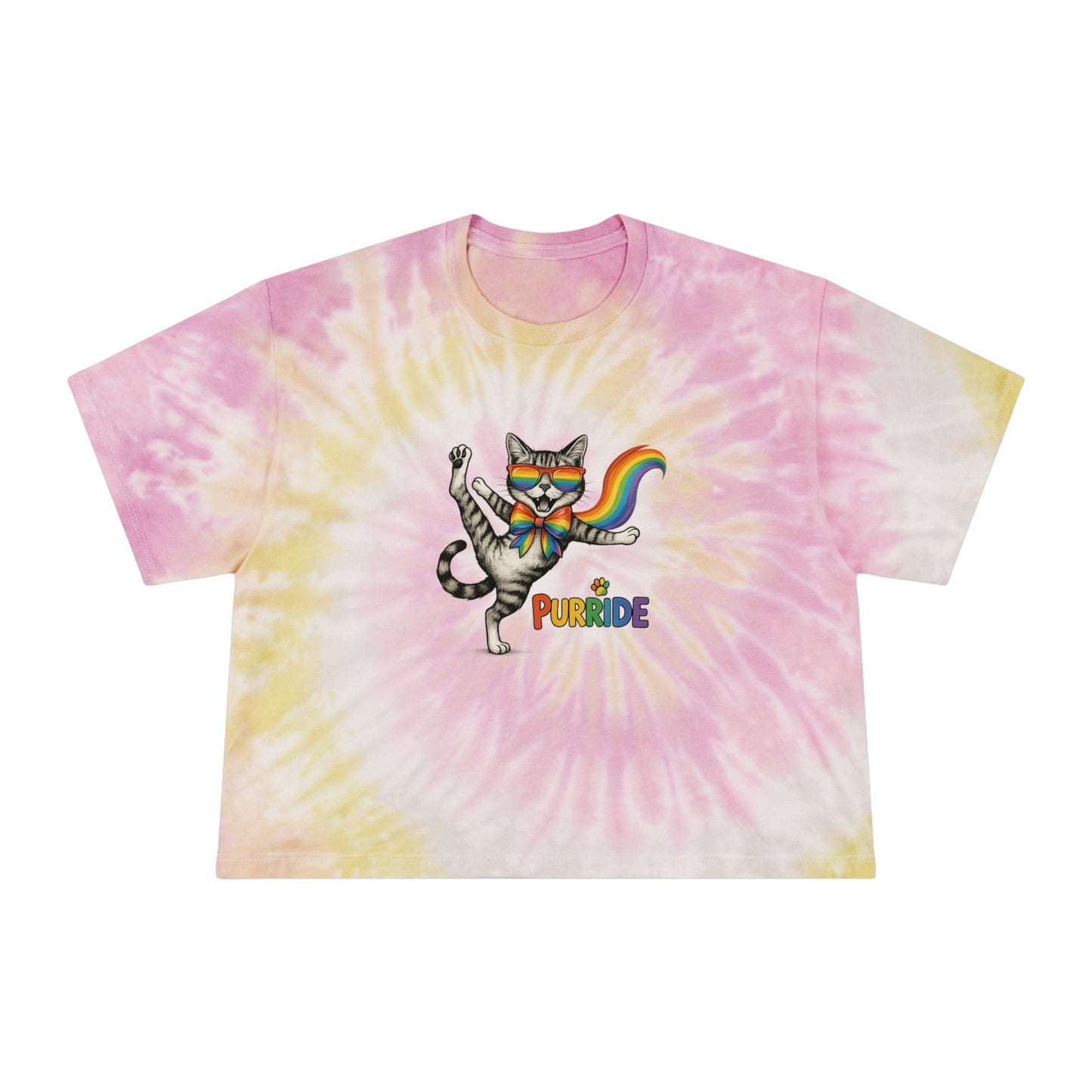 Pride Purr Ride Tie-Dye Crop Tee for Women