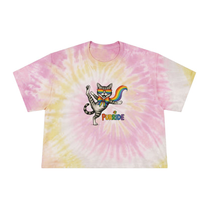 Pride Purr Ride Tie-Dye Crop Tee for Women