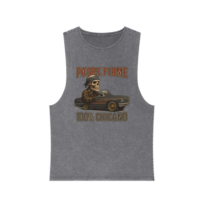 Chicano-Inspired Stonewash Tank Top, Vintage Vibe Tee, Perfect for Summer, Festival Wear, Ideal Gift for Music Lovers