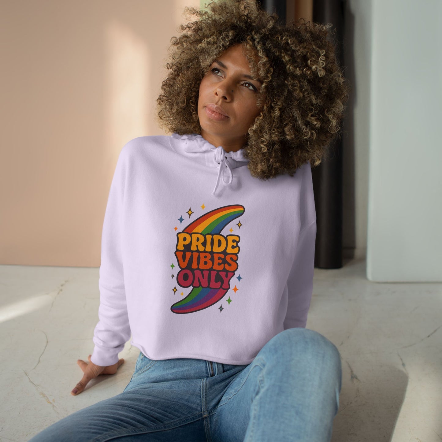 Pride Vibes Only Crop Hoodie, LGBTQ+ Apparel, Festival Wear, Casual Streetwear, Summer Fashion, Everyday Comfort
