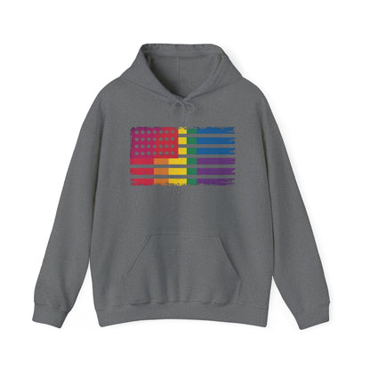 Pride American Flag Hoodie - Unisex Heavy Blend Sweatshirt