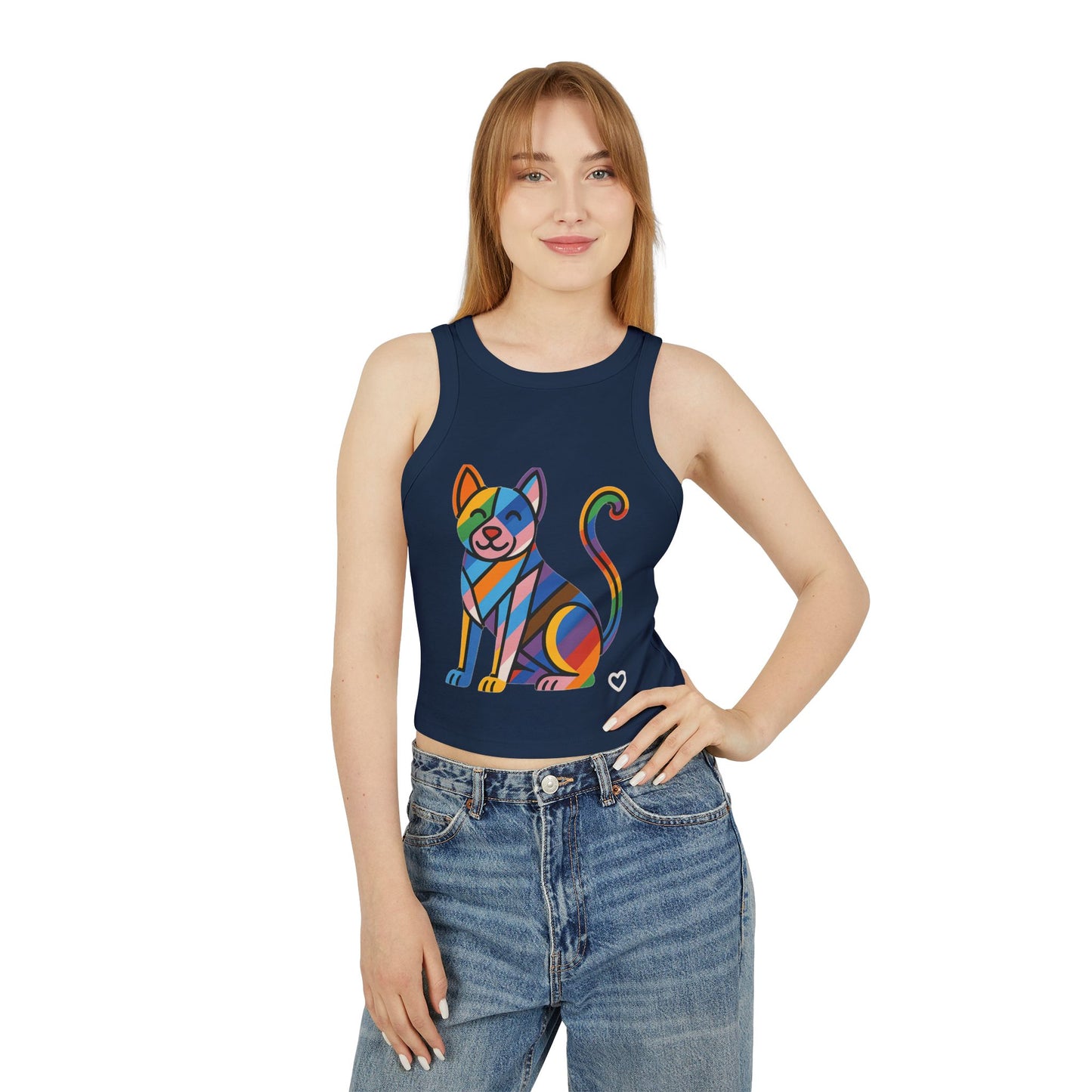 Pride tank top Colorful Cat Graphic Racer Tank Top for Women