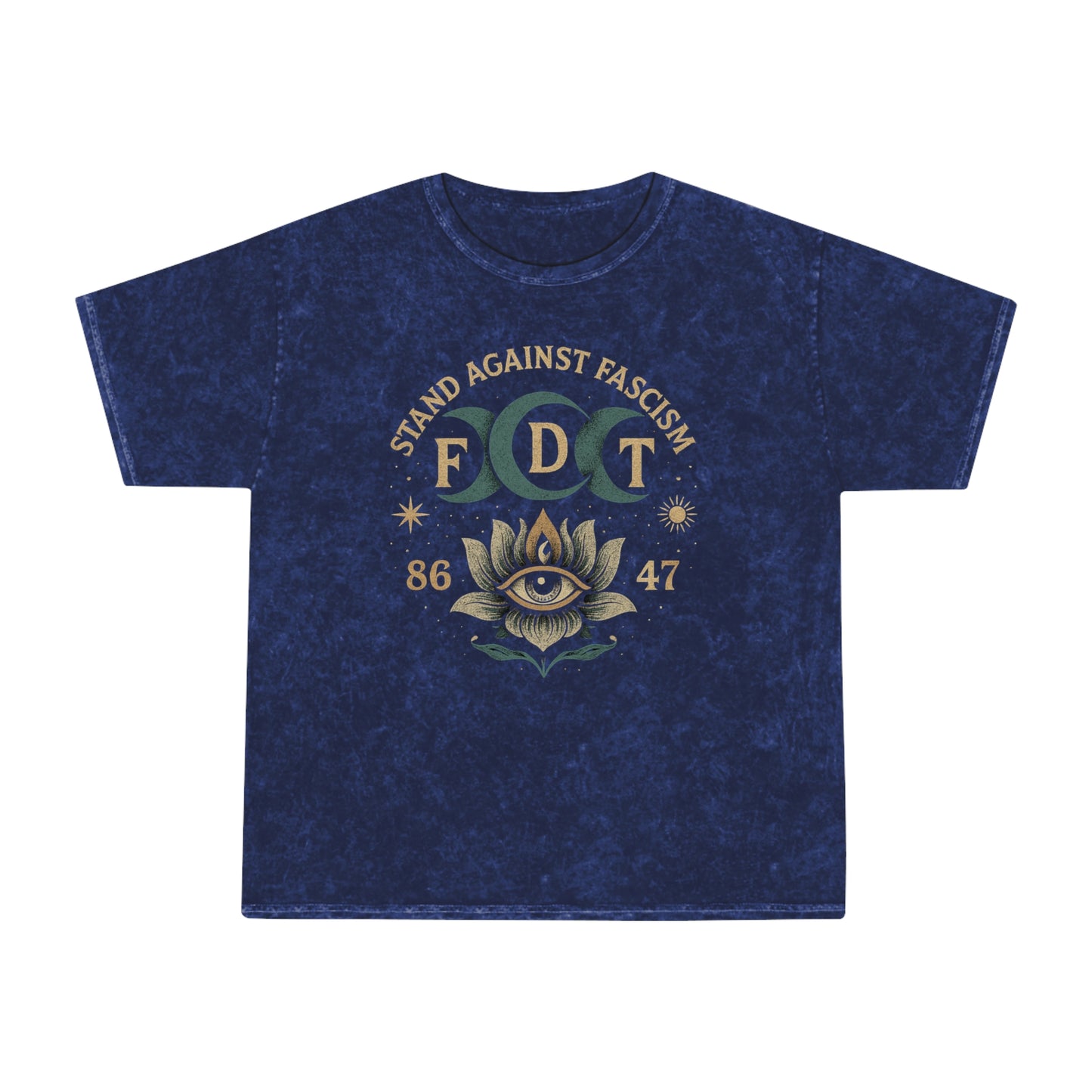 FDT Stand Against Fascism Lotus Tee — USA Made Mineral Wash Graphic T-Shirt