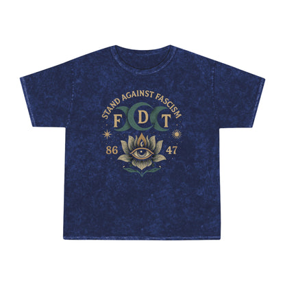 FDT Stand Against Fascism Lotus Tee — USA Made Mineral Wash Graphic T-Shirt