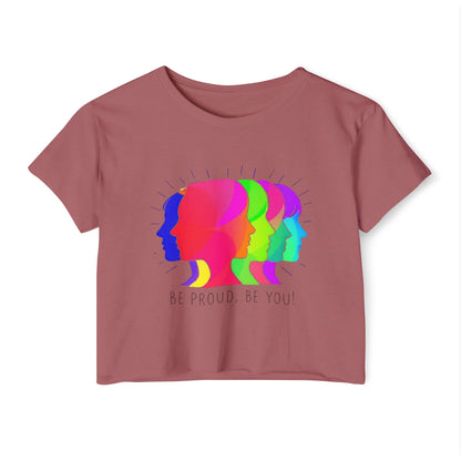 Pride crop top Women’s Festival Crop Top - Be Proud, Be You! Vibrant Pride Graphic Tee
