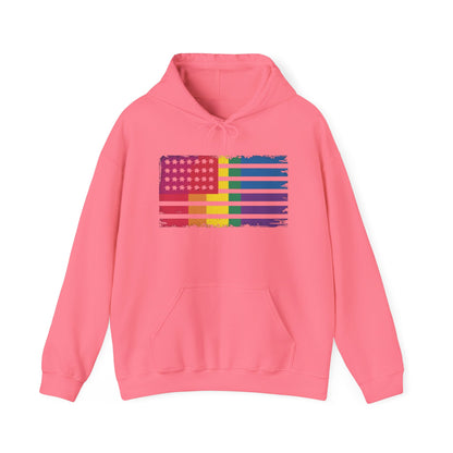 Pride American Flag Hoodie - Unisex Heavy Blend Sweatshirt
