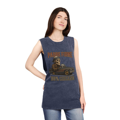 Chicano-Inspired Stonewash Tank Top, Vintage Vibe Tee, Perfect for Summer, Festival Wear, Ideal Gift for Music Lovers