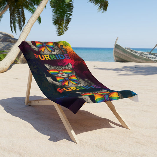 Pride towel Colorful Cat Purride Beach Towel, Fun Summer Towel, Cat Lovers Gift, LGBTQ+ Pride Accessory, Beach Day Essential