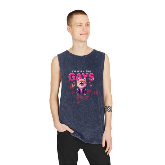 Unisex Stonewash Tank Top - I'm With The Gays | Pride Apparel