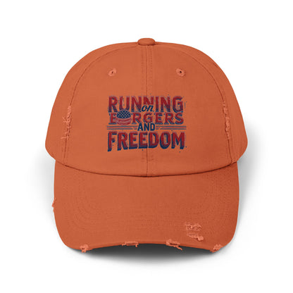 Unisex Distressed Cap - Running for Freedom Vintage Style Hat