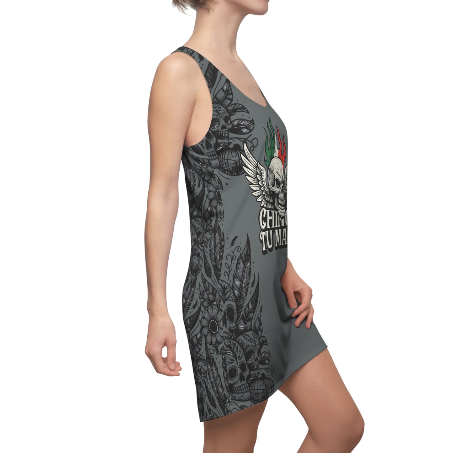 CHINGA Tu maga dress Edgy Women's Racerback Dress with Skull Design, Alternative Fashion, Casual Summer Dress, Festival Outfit, Unique Gift Idea