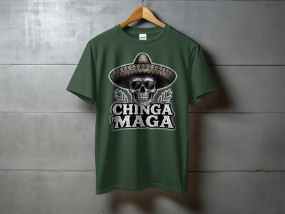 Chinga Tu Maga Skull Sombrero Graphic T-Shirt product type