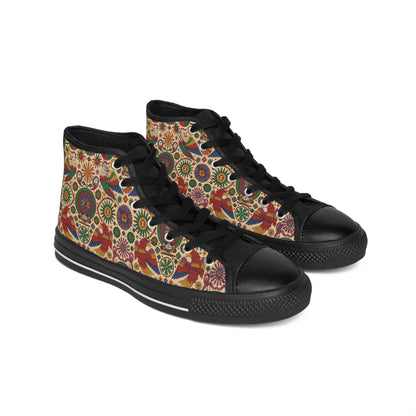 Bohemian Art Sneakers, Colorful High-Top Shoes for Women, Unique Footwear, Everyday Comfort, Festival Style, Gift for Her