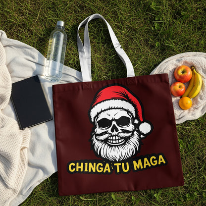 Chinga Tu Maga Funny Skull Santa Tote Bag Christmas Accessory