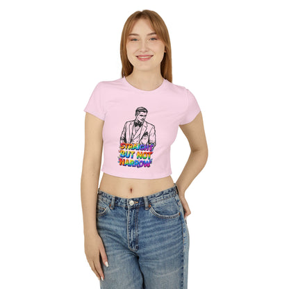 Straight But Not Narrow Women's Baby Tee | Pride Apparel, LGBTQ+ Activism, Casual Wear, Gift for Her, Statement Top