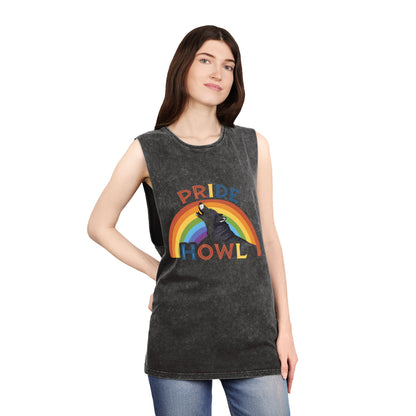 Pride Howl Stonewash Tank Top for Summer Celebrations