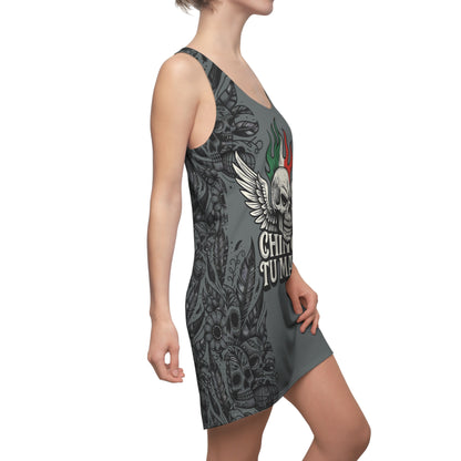 CHINGA Tu maga dress Edgy Women's Racerback Dress with Skull Design, Alternative Fashion, Casual Summer Dress, Festival Outfit, Unique Gift Idea