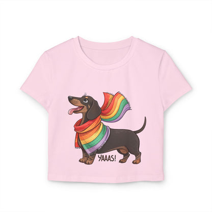 Rainbow Dachshund Women's Baby Tee – Fun & Whimsical Pride Apparel