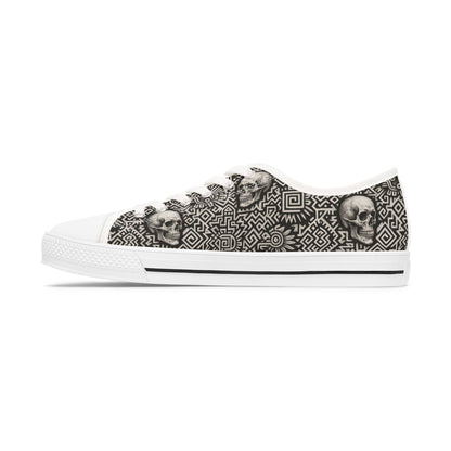 Edgy Skull Sneakers for Women, Unique Artistic Low Tops, Casual Footwear, Trendy Sneakers, Perfect for Halloween
