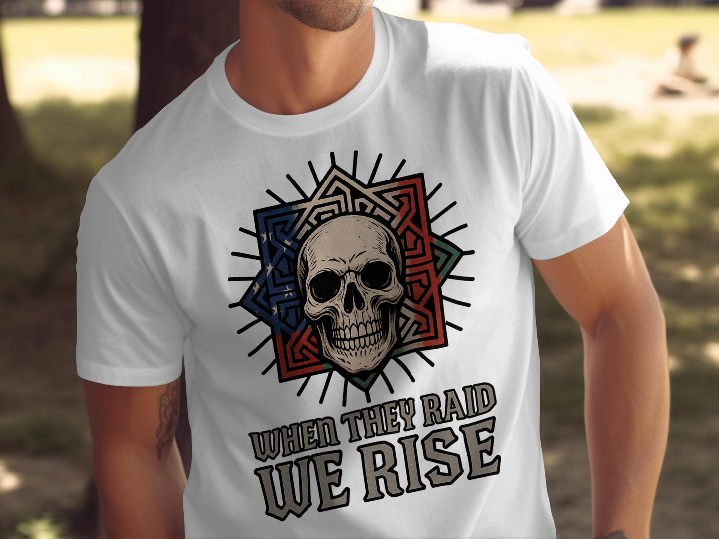 Skull When They Raid We Rise Graphic T-Shirt