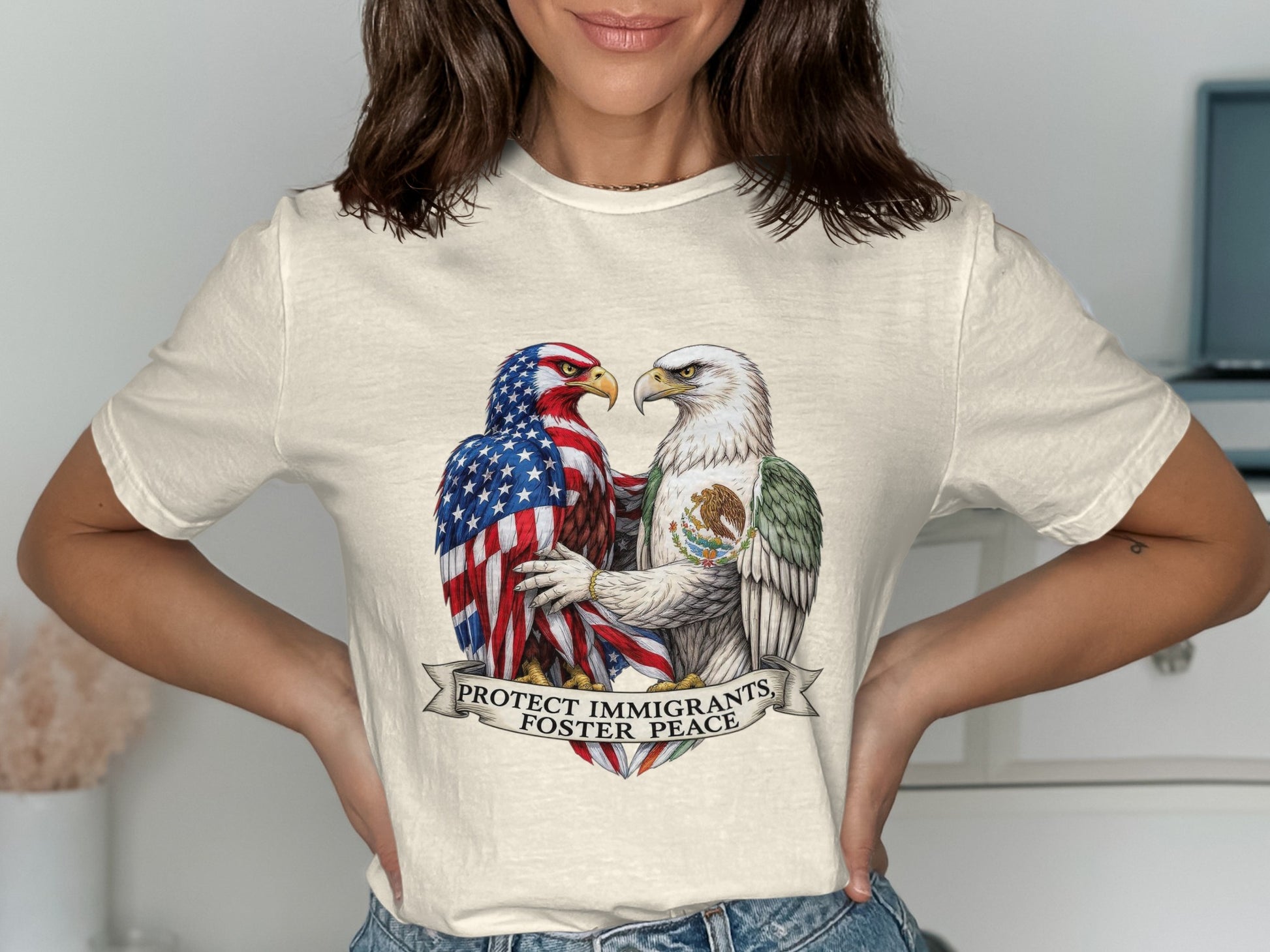 Protect Immigrants Foster Peace Graphic T-shirt product