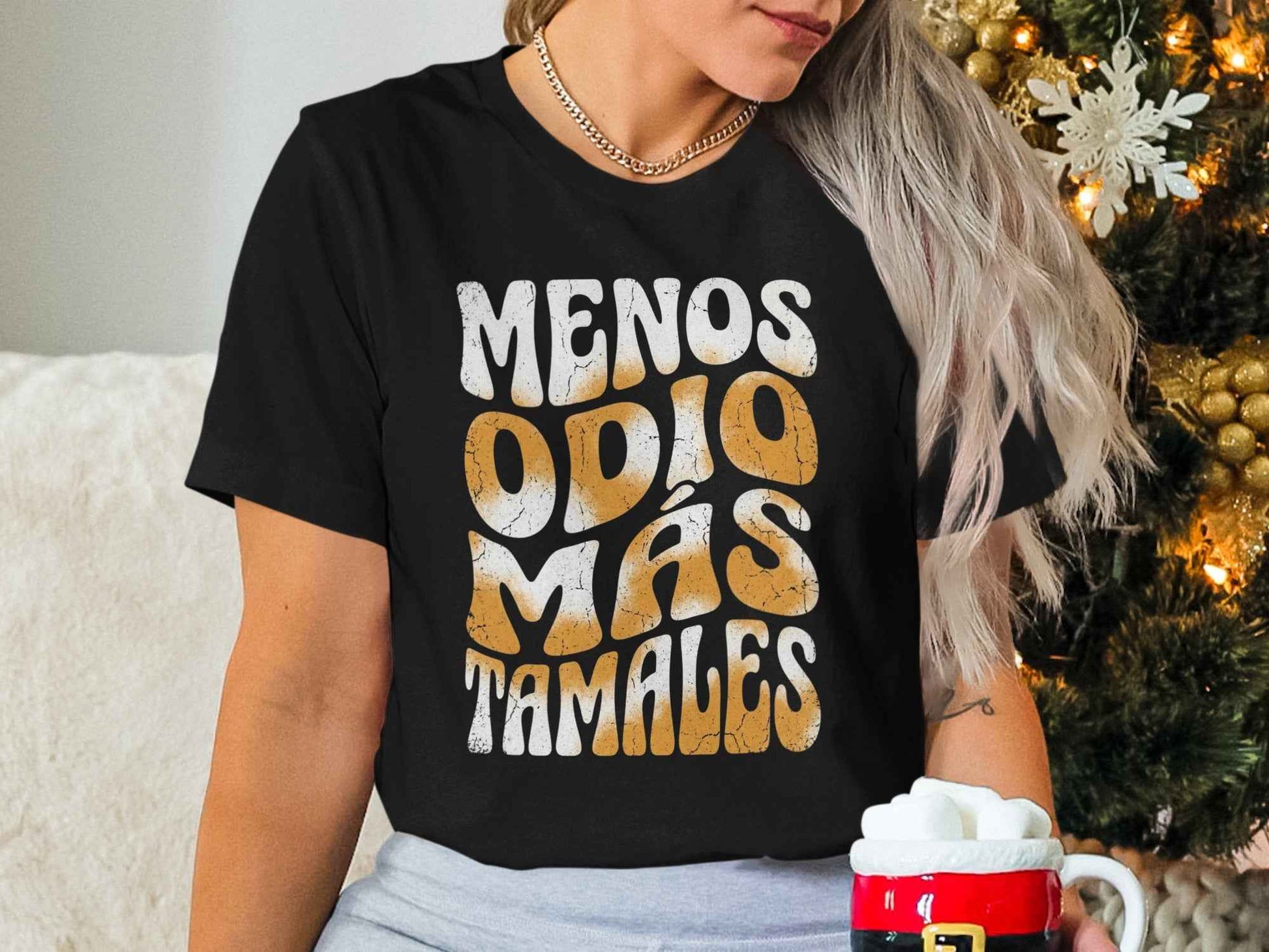 Menos Odio Mas Tamales T-Shirts, Less Hate More Tamales Funny Foodie Tee, Retro Groovy Vintage Distressed Spanish Quote T-Shirt