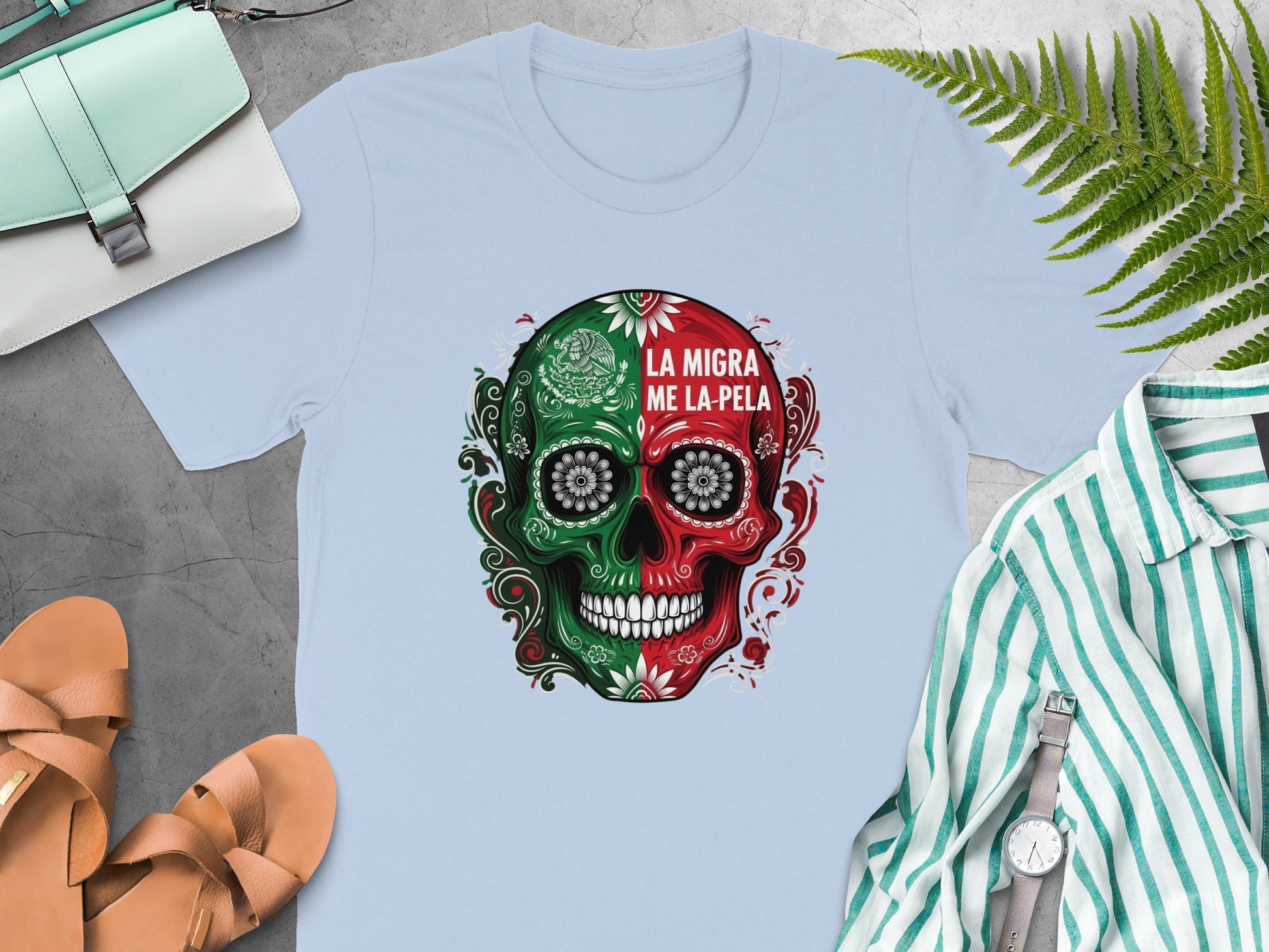 La Migra Me La Pela Skull Graphic T-Shirt product