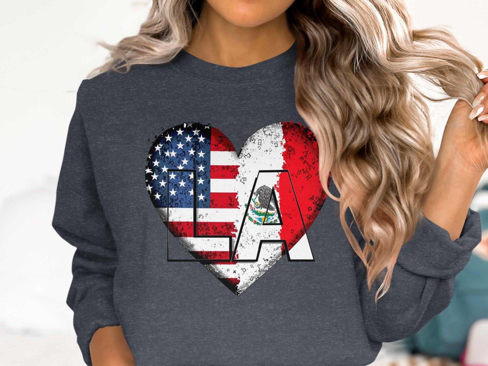 LA Heart Flag Graphic Long Sleeve Sweatshirt product