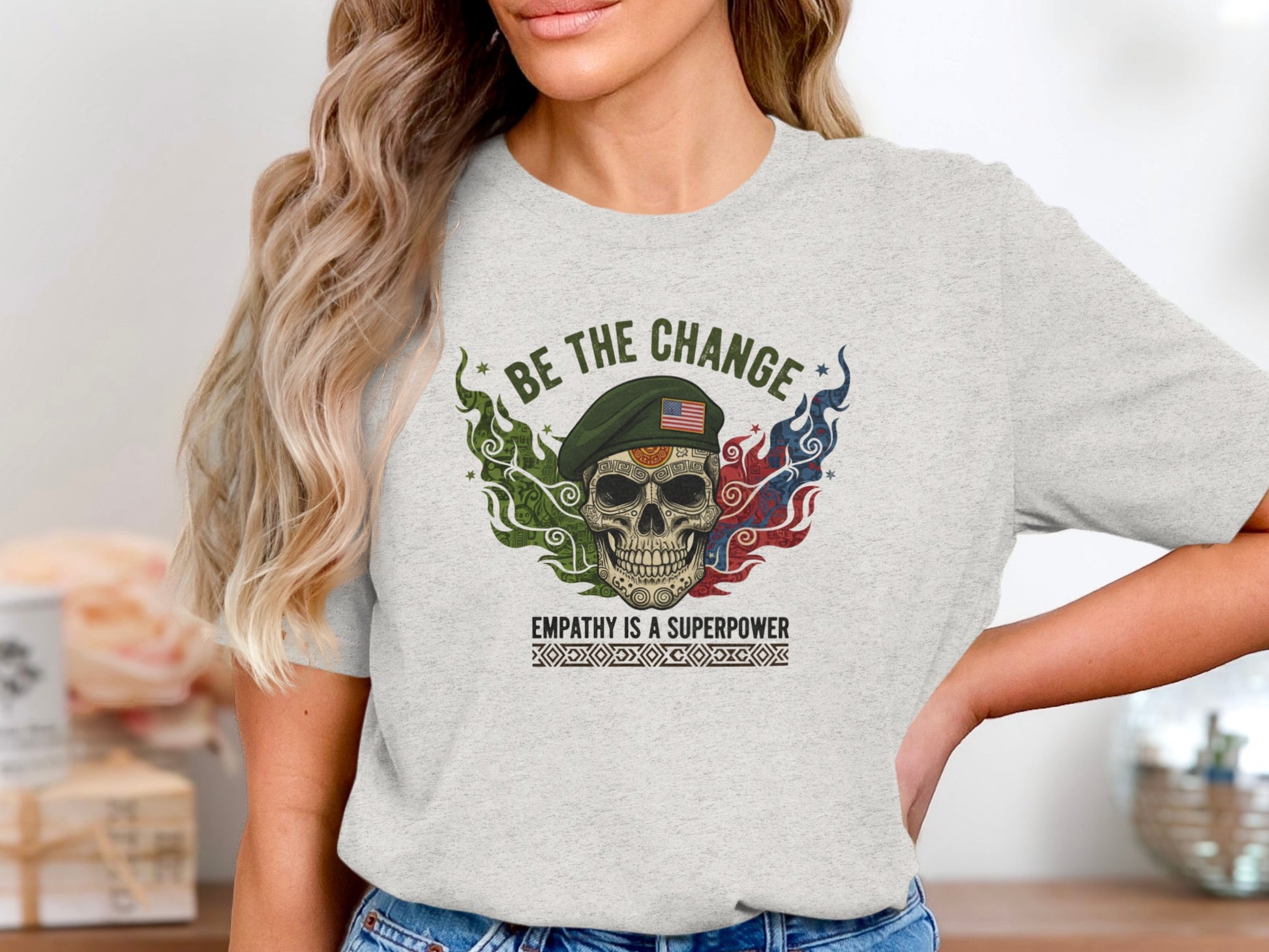 Be the Change Skull Empathy is Superpower T-Shirt