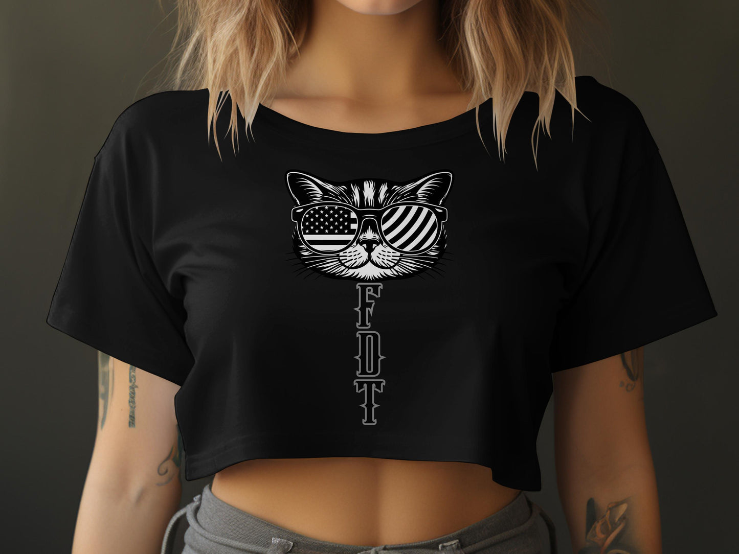 Cat with Sunglasses American Flag Print Shirt product type