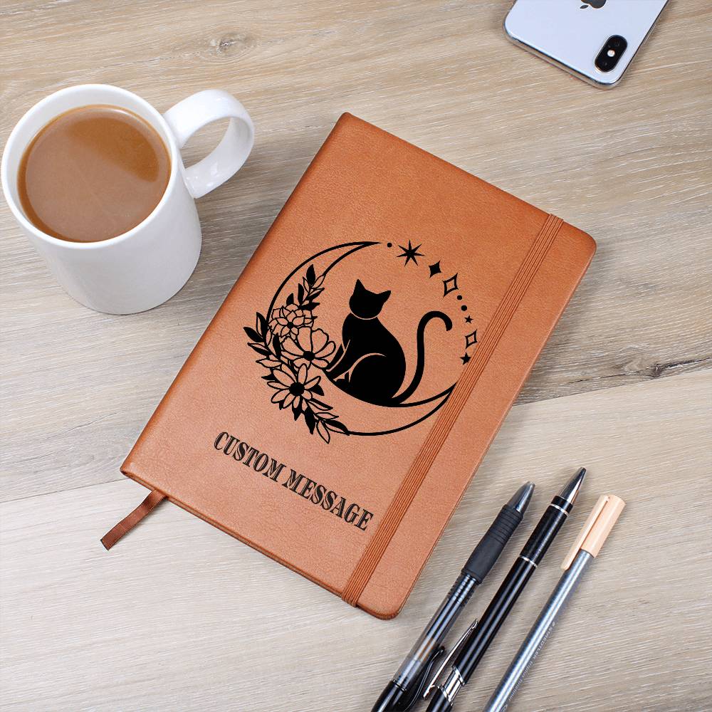 Cat Fan Lover Gift Journal Gift Unique Graphic Vegan Leather Journal - Personalized Gift