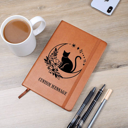 Cat Fan Lover Gift Journal Gift Unique Graphic Vegan Leather Journal - Personalized Gift