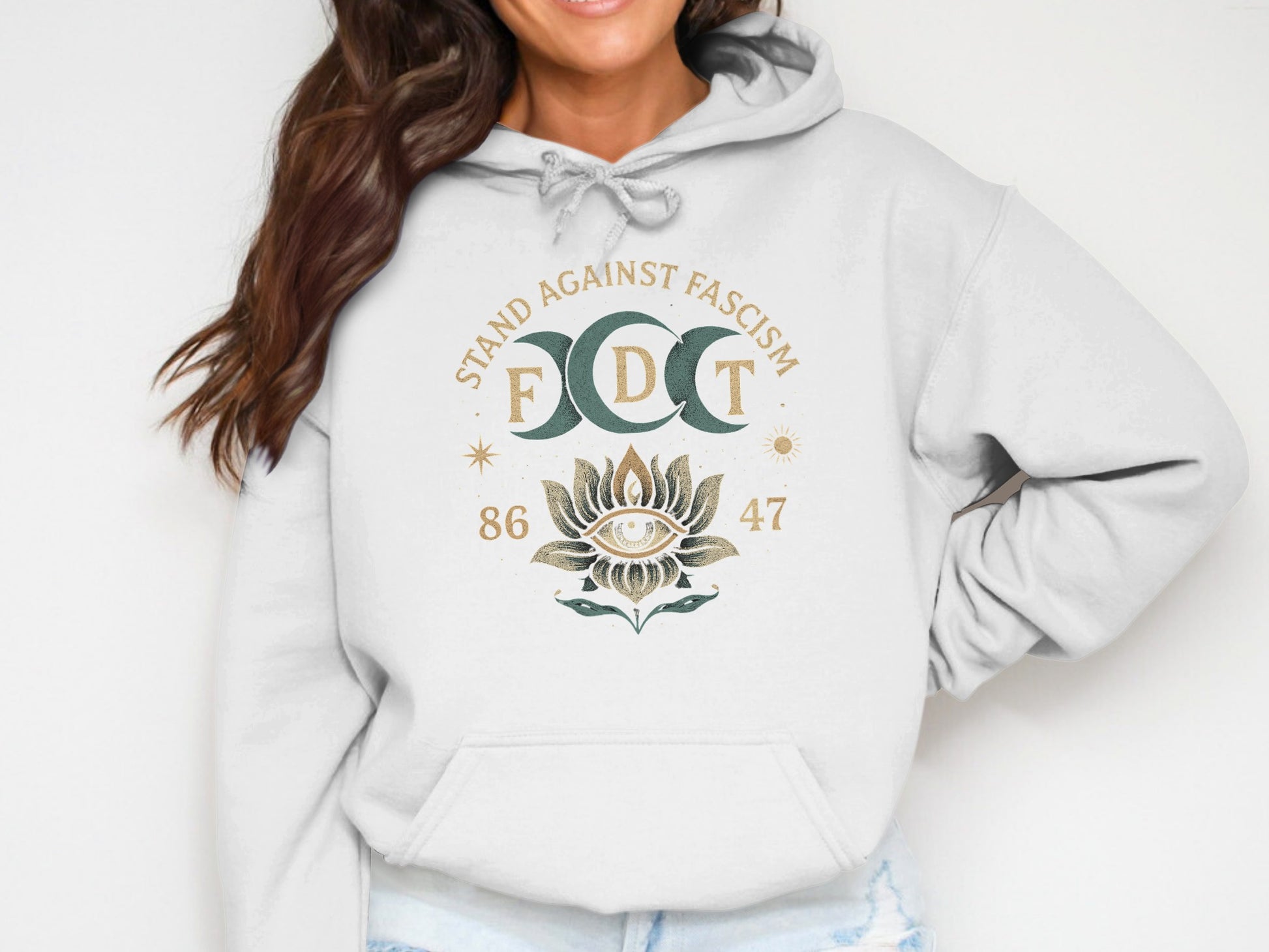 Stand Against Fascism Lotus Design Hoodie product