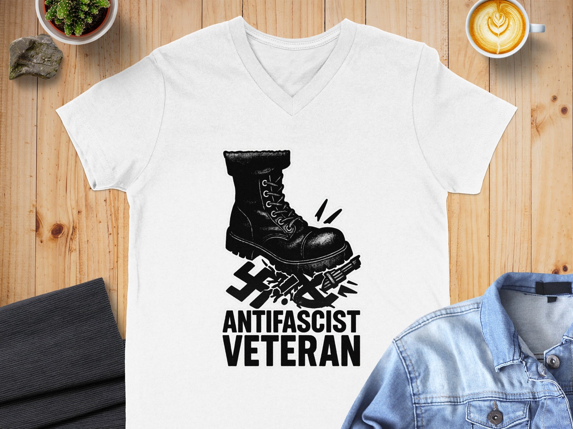 Antifascist Veteran Graphic Tee Statement Shirt