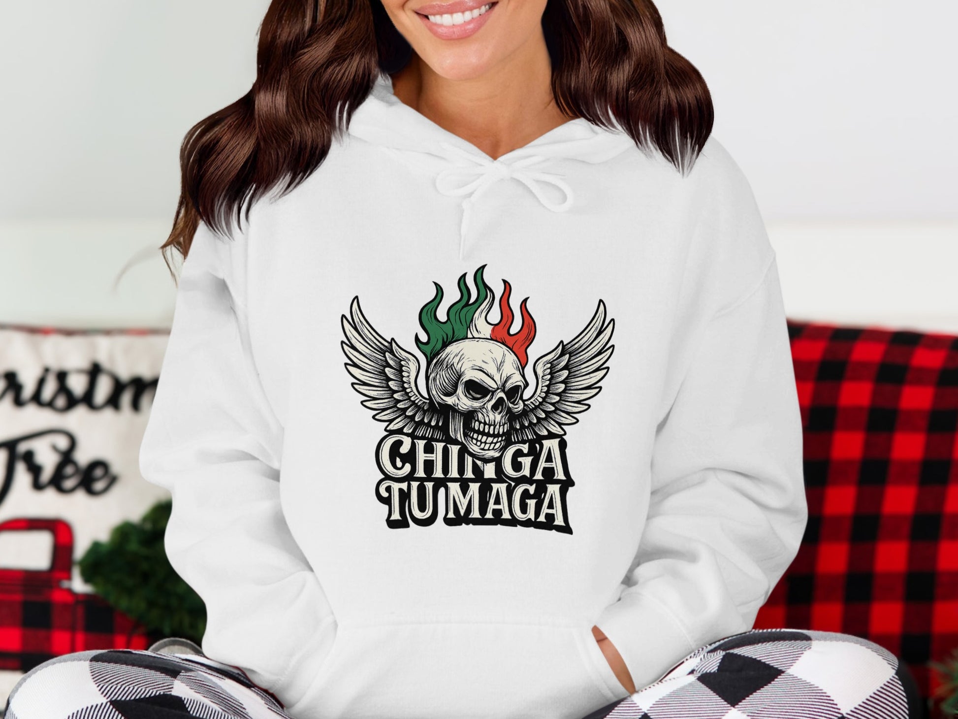 Winged Skull with Flames Chi Ga Tu Maga Hoodie product