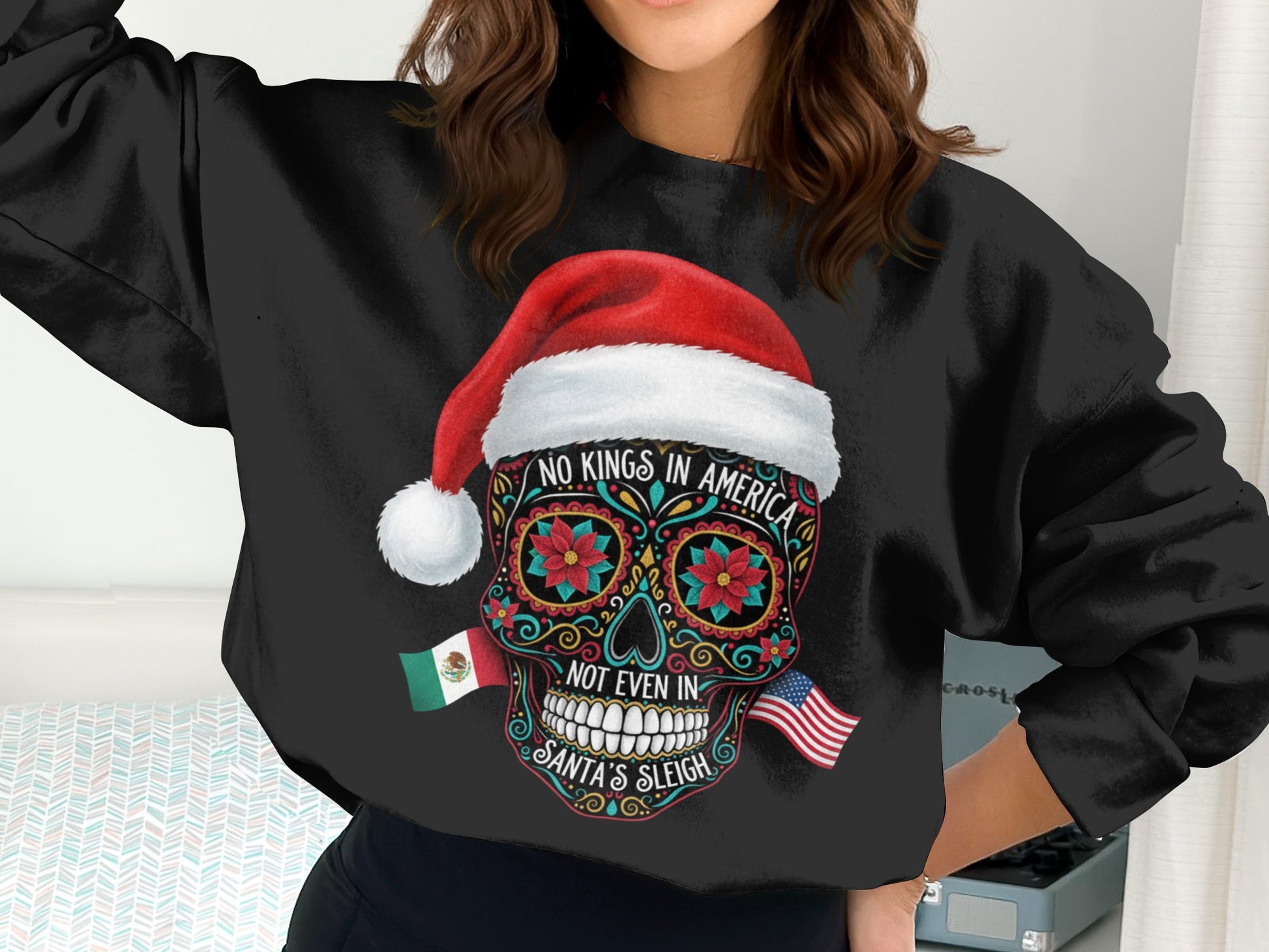 No Kings in America Santa's Sleigh Sweatshirt